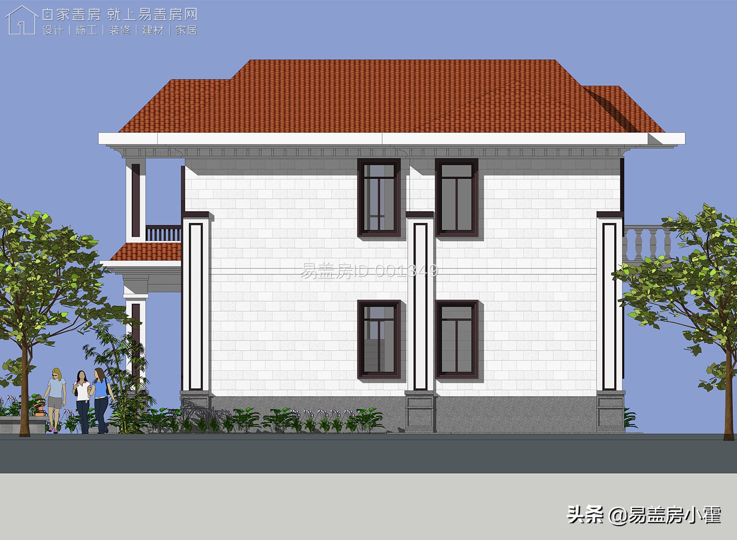 农村自建房2层欧式别墅设计,面宽10米欧式风格二层小别墅