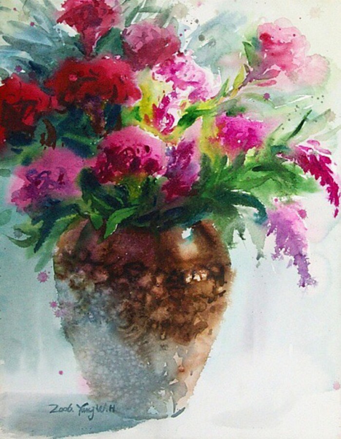 写实水彩花卉单体,细腻写实的花卉植物水彩手绘