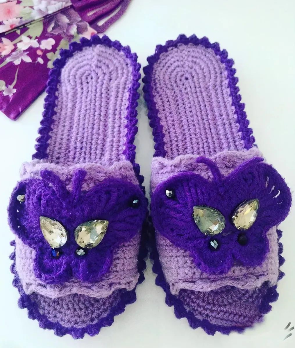 钩编拖鞋花式,教你钩织漂亮的大人拖鞋