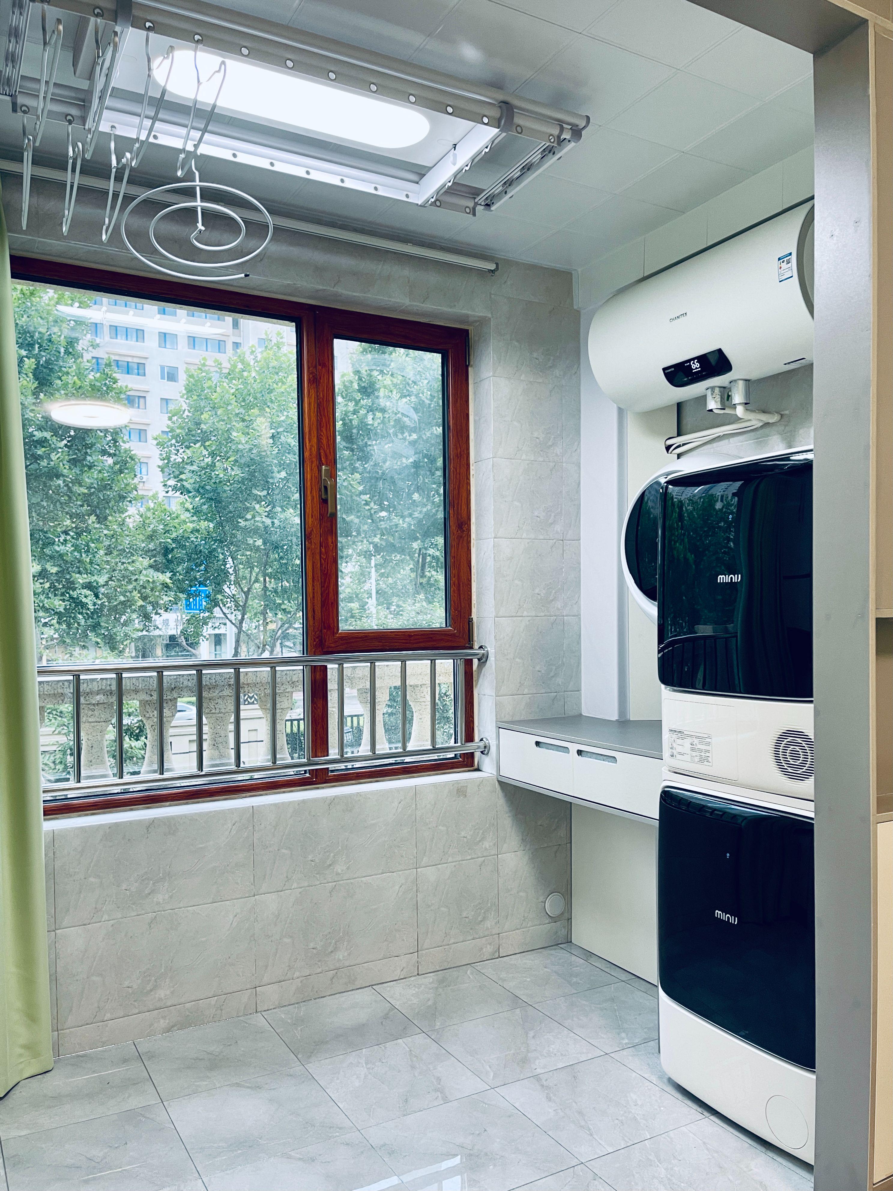 一字型洗衣房怎么布置好看,一平米洗衣房晾衣设计