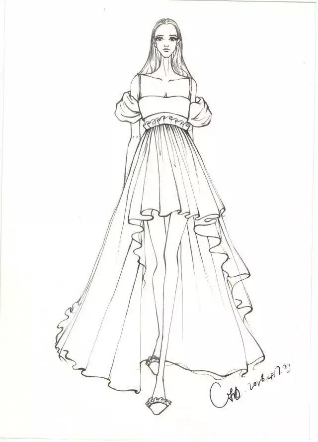 服装线稿模特矢量图,服装线稿图片大全女装