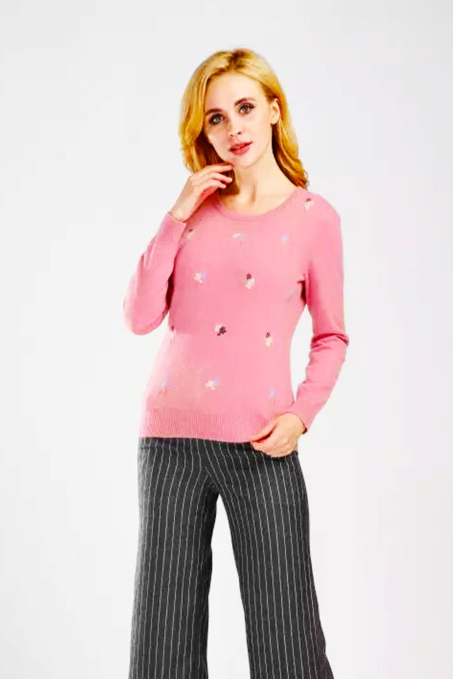 冬季女士必备的羊绒衫,宽松羊绒衫妈妈中国风