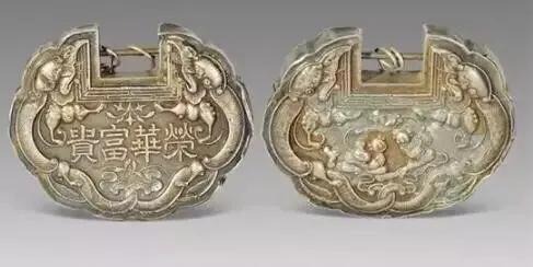 古代双寿长命锁,古人颈饰长命锁