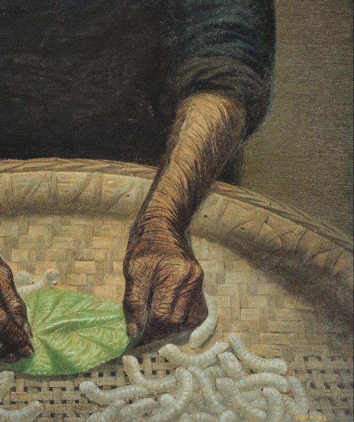 罗中立春蚕在哪展览,罗中立的油画春蚕图片