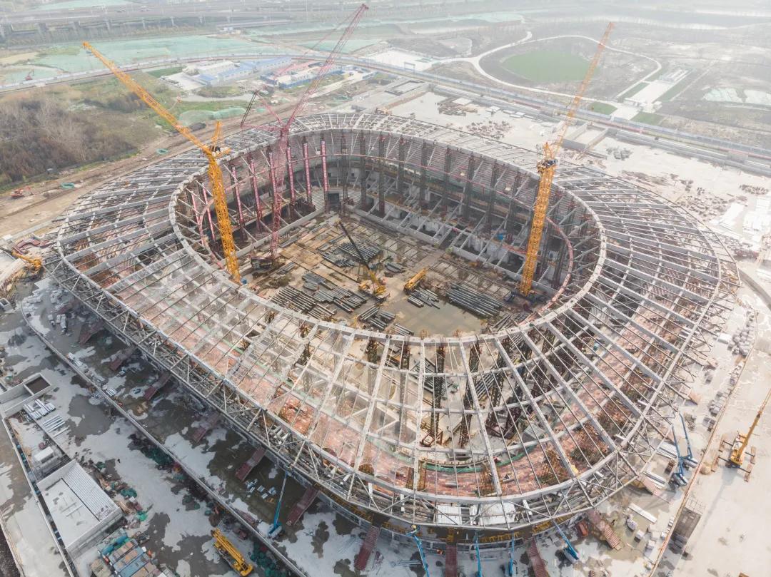 上海国际足球场建设,浦东专业足球场钢结构剖面图