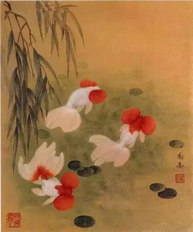 工笔金鱼团扇教学视频,工笔金鱼国画图片大全