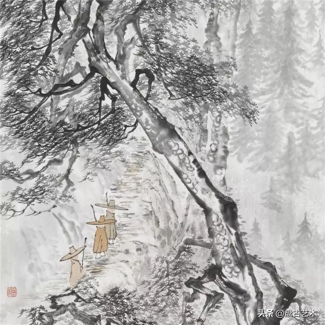 盘古文化艺术国画,盘古在宇宙中开天辟地国画