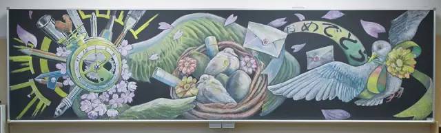 难得一见的粉笔画,特别简单的粉笔山水画