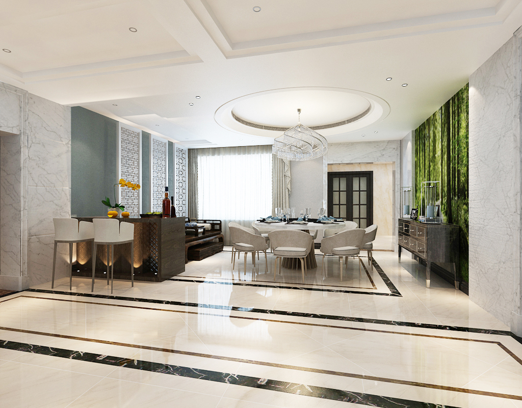 御景新世界小户型,新中式半岛别墅设计