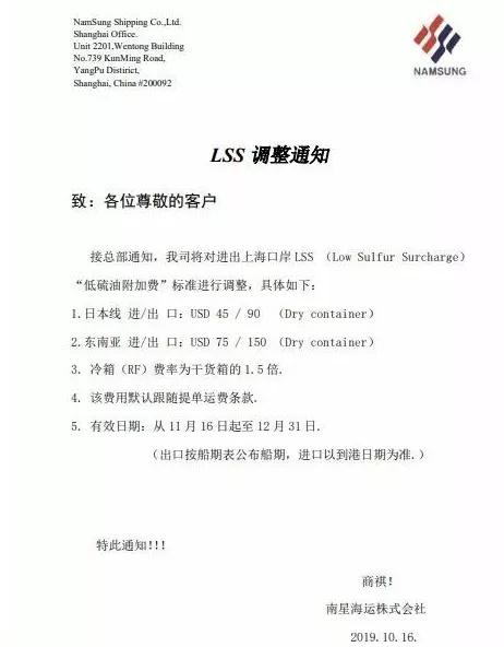 东莞国际物流漕帮最新各大船公司THC等费率调整和停航通知汇总