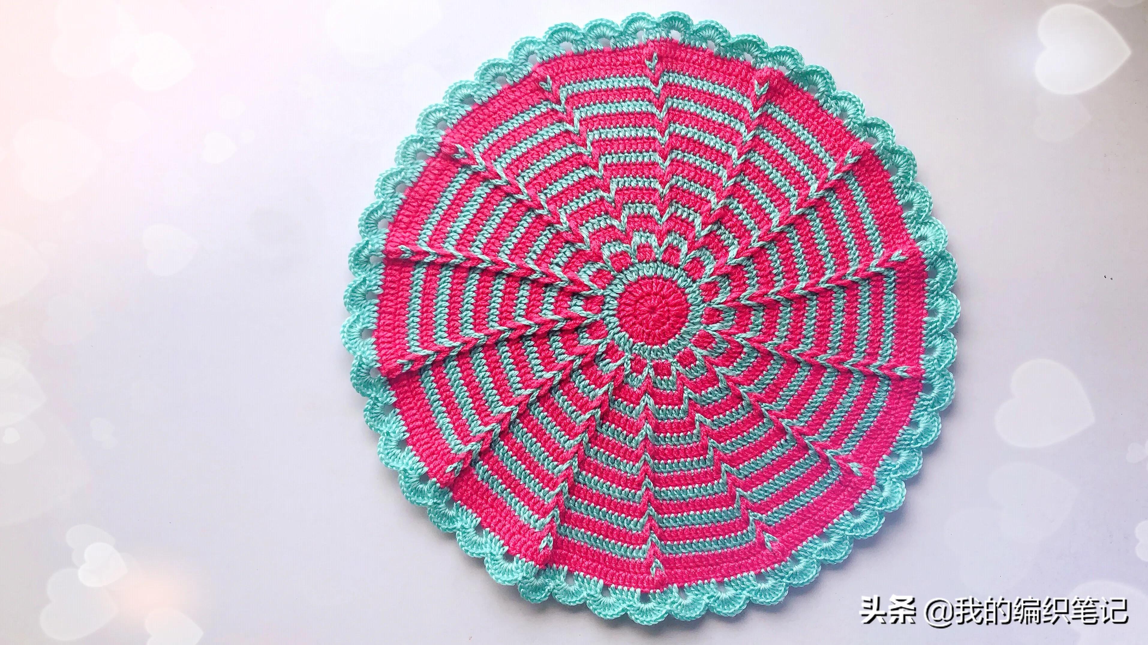 毛线钩针编织圆形坐垫慢动作教程,毛线钩针长方形坐垫编织视频教程