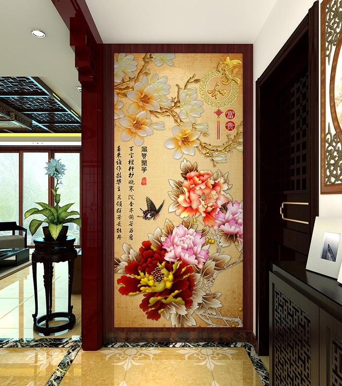 玄关墙瓷砖拼花图案,玄关背景墙大理石瓷砖效果图