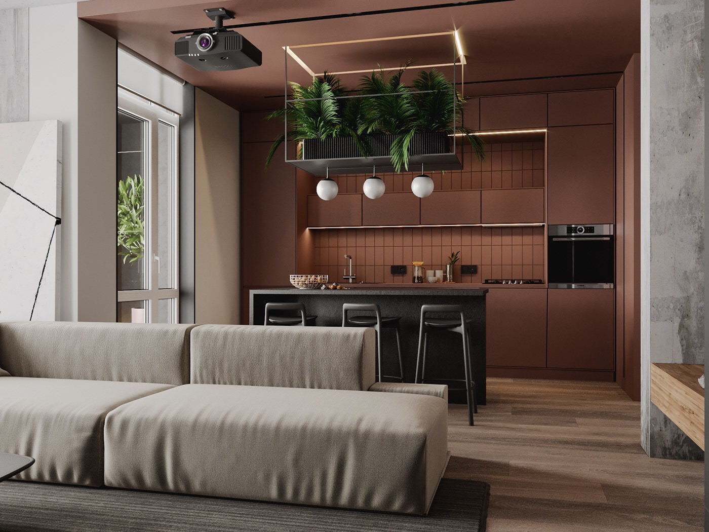 小户型餐厅客厅一体化装修简约风,客厅厨房一体小户型现代简约装修