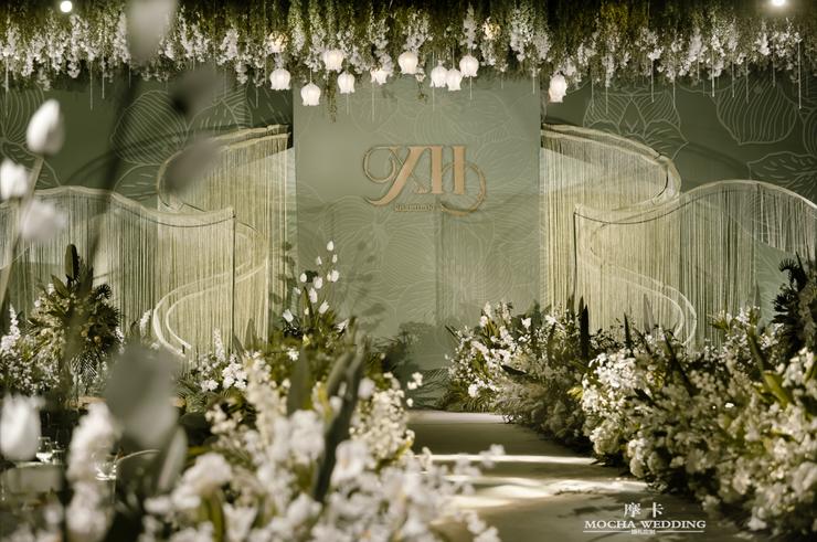 法式牛油果油画风婚礼,牛油果色花艺婚礼