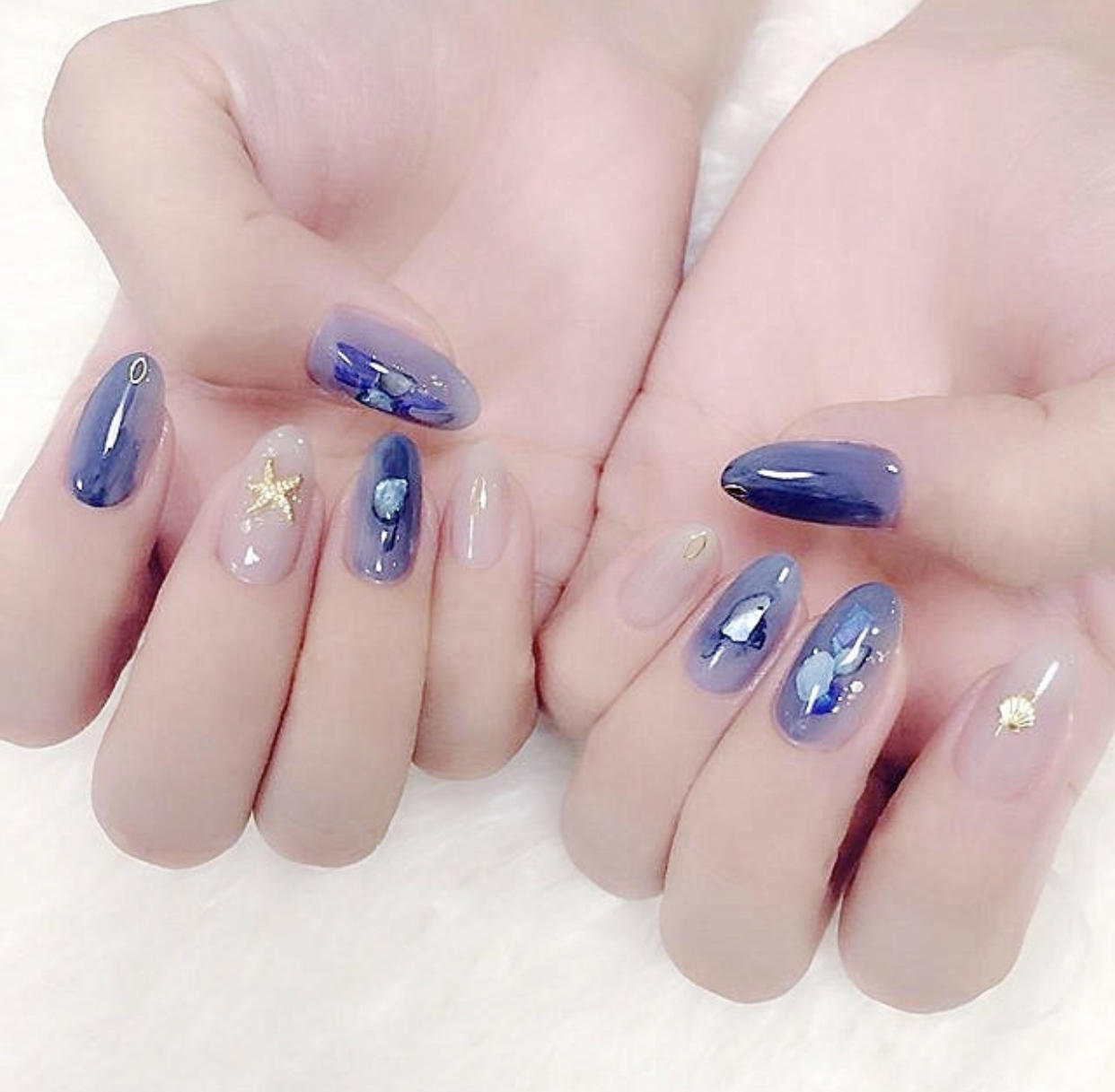 短款29号光疗晕染裸色贝壳美甲,贝壳美甲教程视频初学