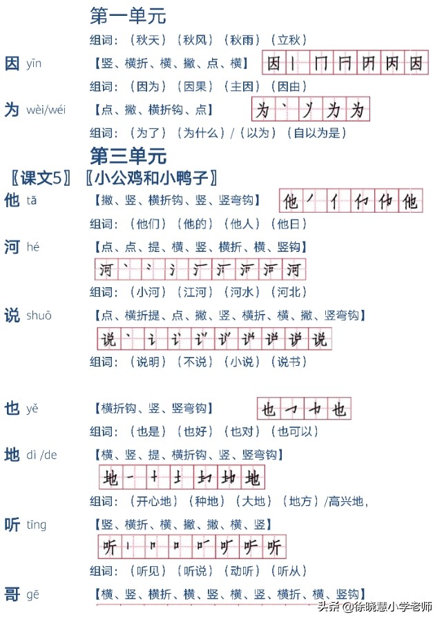 一年级所有一类生字的笔顺和拼音,一年级语文下册生字笔顺组词讲解