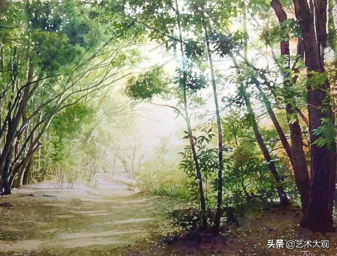 日本淡彩水彩画,日本富士山水彩画欣赏