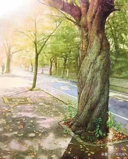 日本淡彩水彩画,日本富士山水彩画欣赏