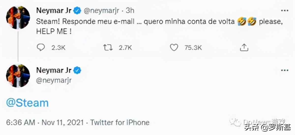 内马尔打游戏时被吓被封账号,内马尔账号steam