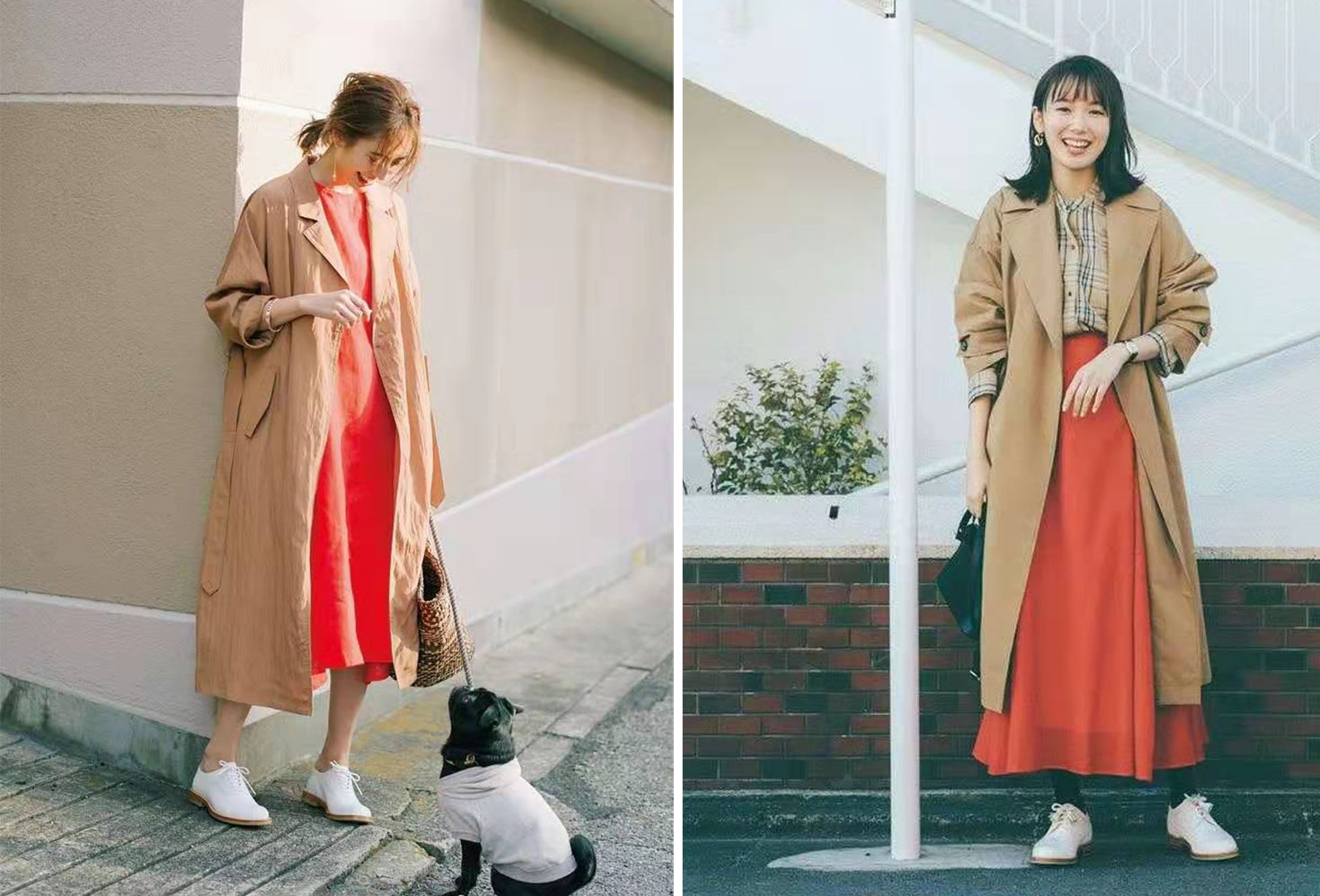 今春又火了一种气质穿搭,叫风衣+裙子,经典时髦还时尚