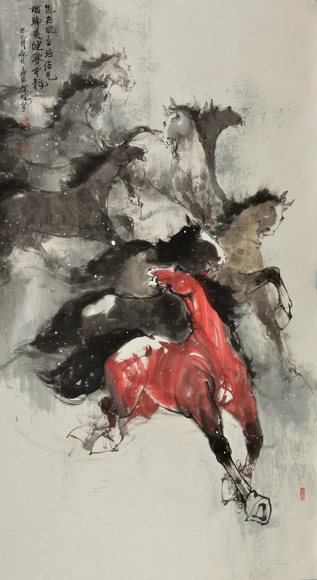 八骏雄风字画,名家精品国画八骏图