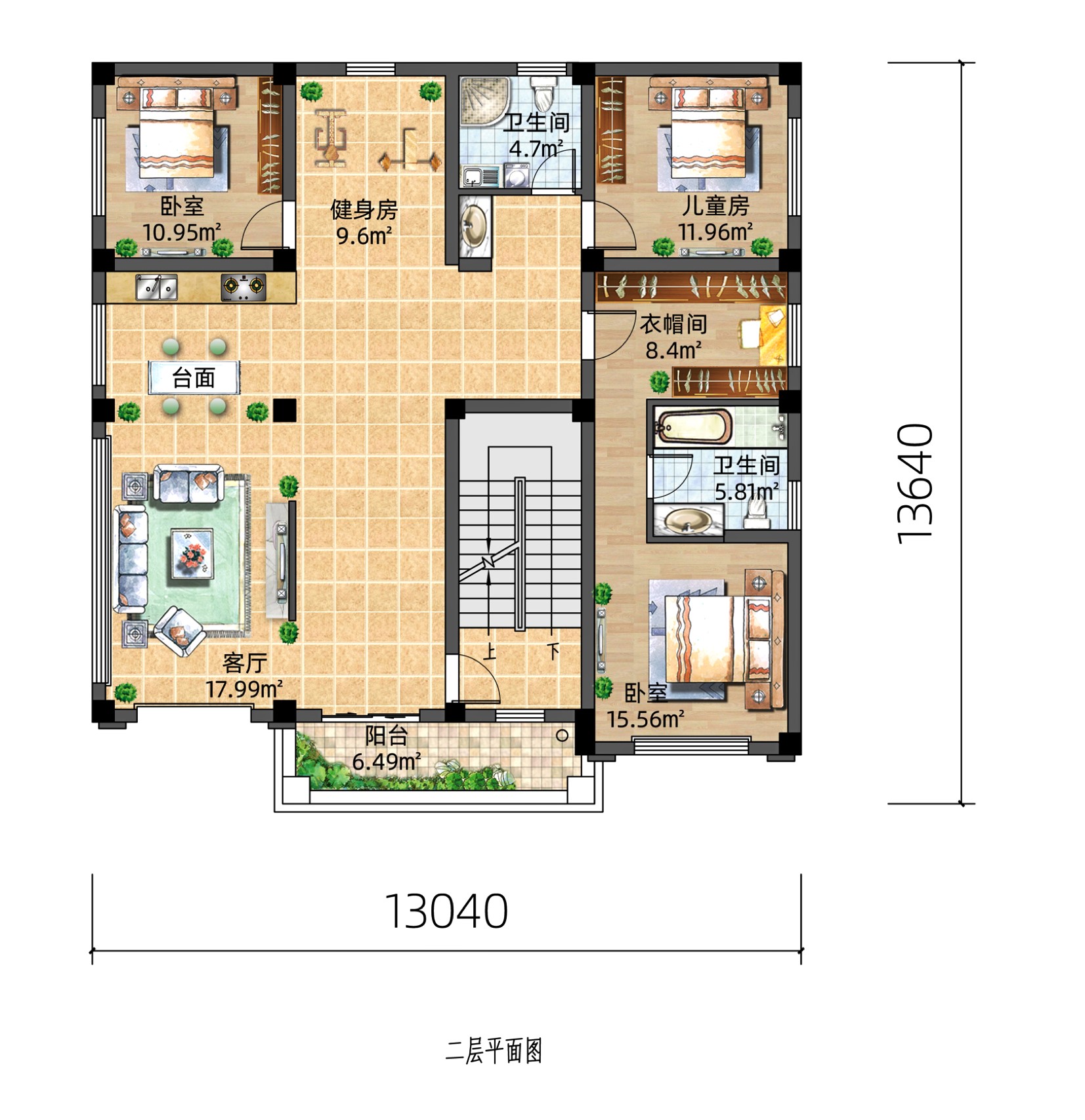 三层别墅三个儿子住怎么设计,二层别墅第二层客厅后门设计