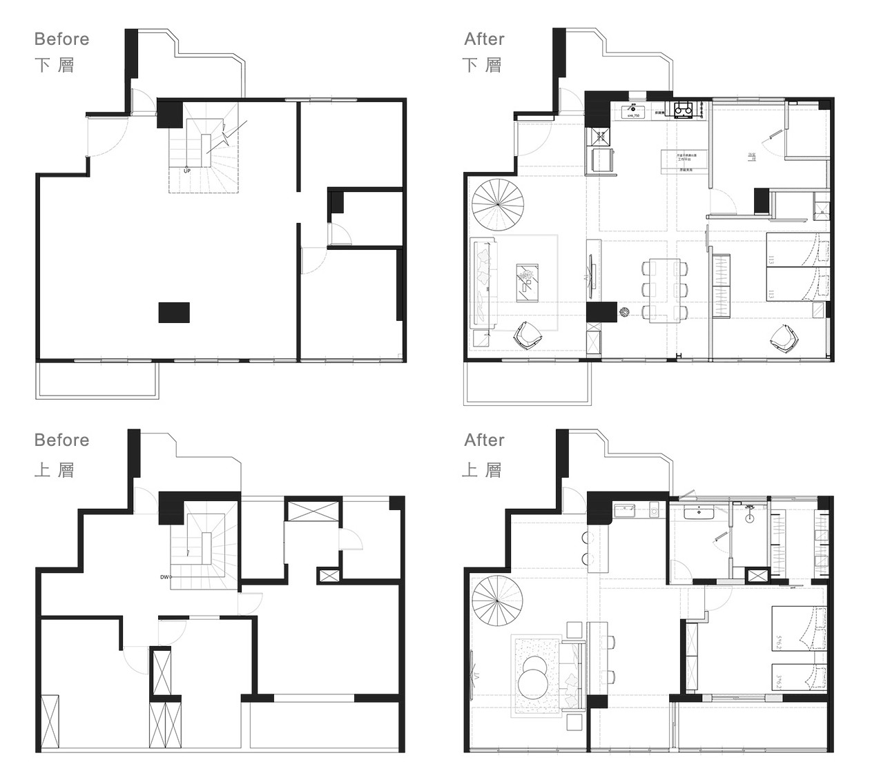 200㎡简约水泥系楼中楼，掇拾30年老宅融洽光景！原木家具