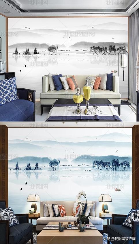 山水风景画背景墙雕刻,山水风景画背景墙寓意