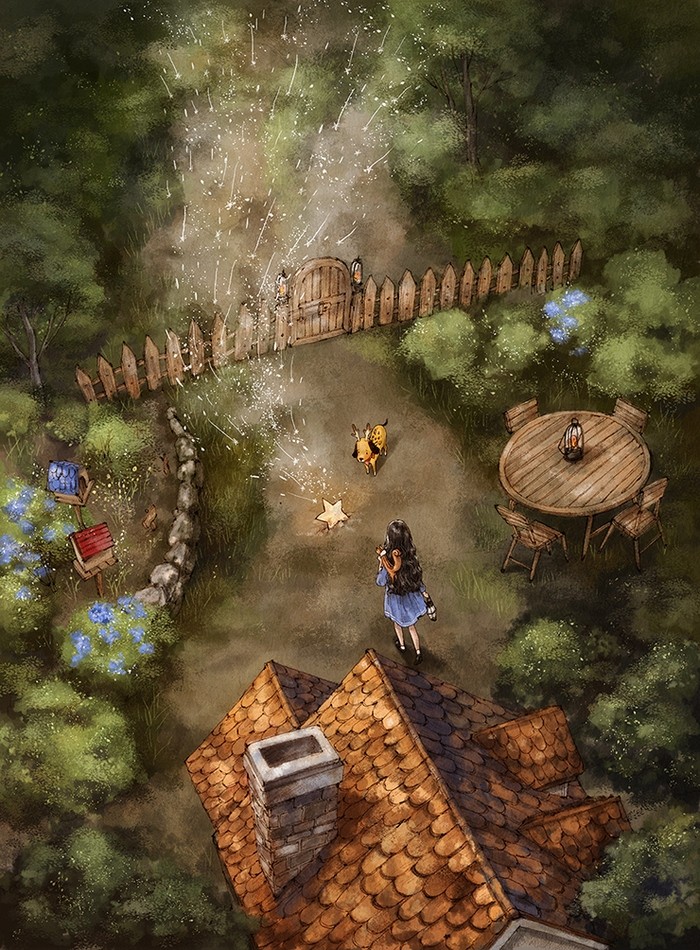 韩国插画师森林女孩日记图文,水彩插画森林女孩日记