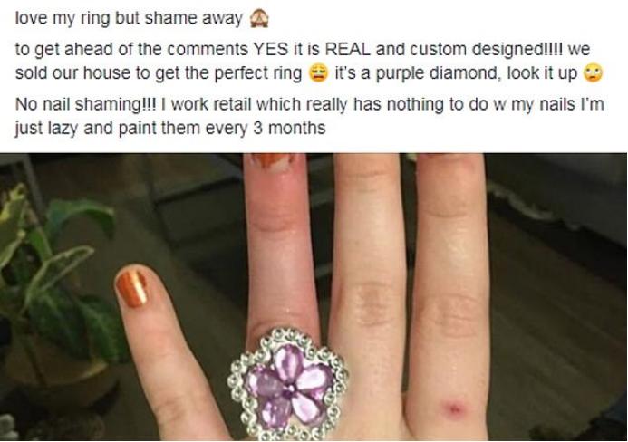 美国准新娘卖房子换紫色婚戒，被网友群嘲：快把房子换回来吧