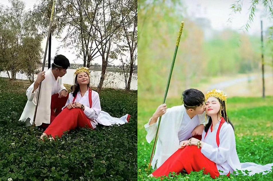 婚纱照p图对比图,新娘婚纱照p图前后对比