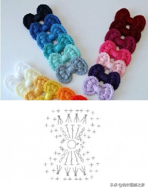 钩针蝴蝶结教程全过程,钩针蝴蝶结图解大全视频