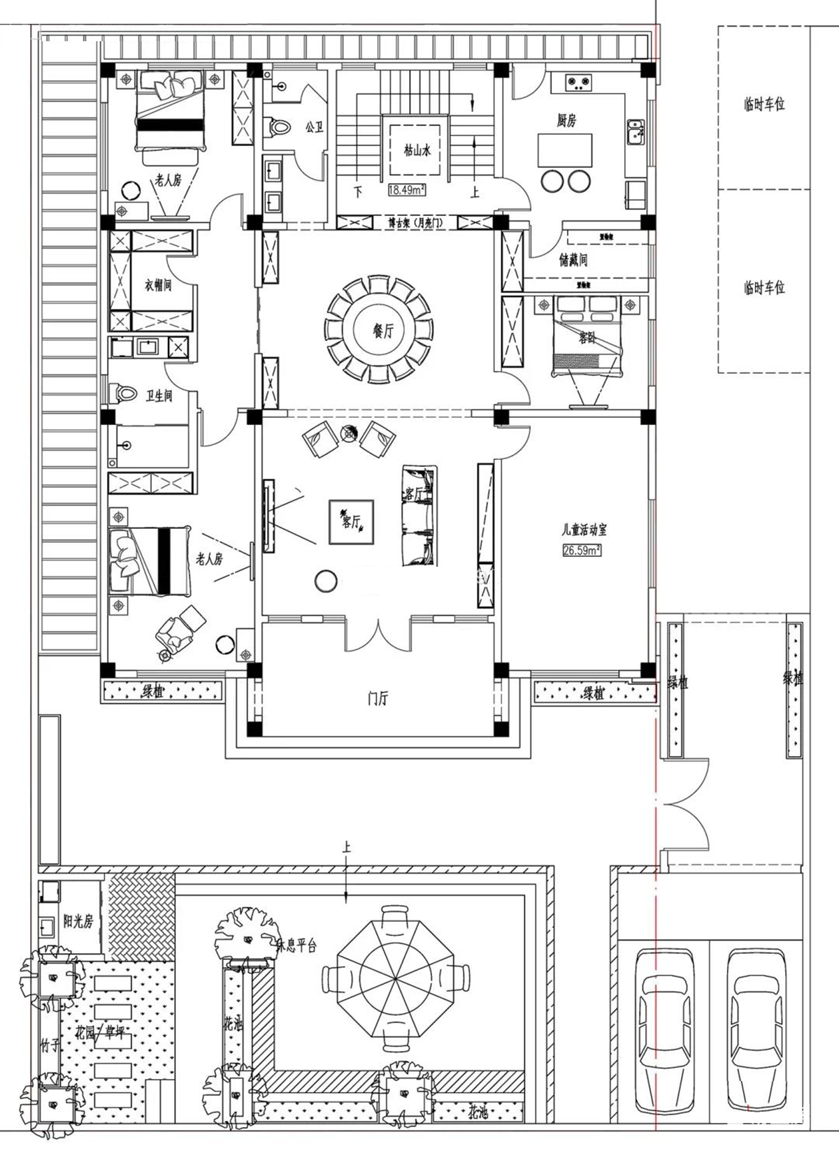 12x8米两层半现代风格别墅,12米18米带小院的二层别墅效果图
