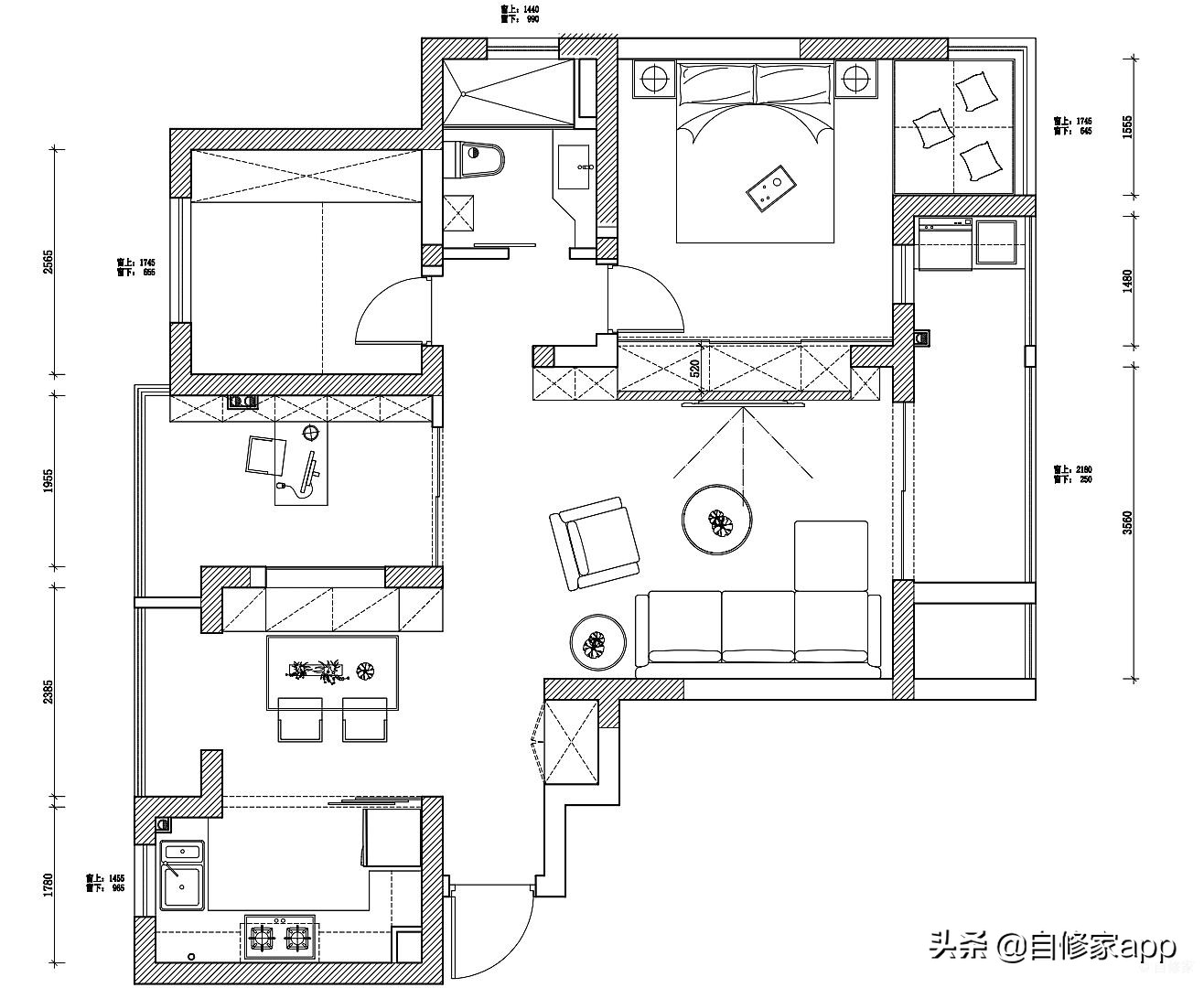 99平米两室一厅简约装修,两室一厅最省钱的装修