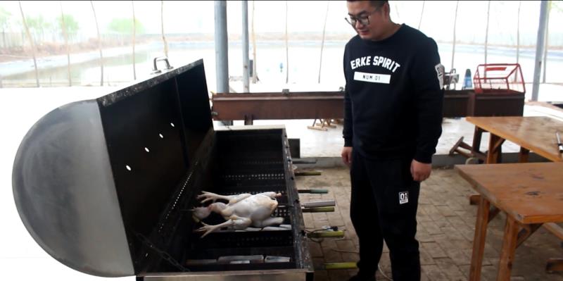 自制大型烧烤机,自制野外烤全鸡