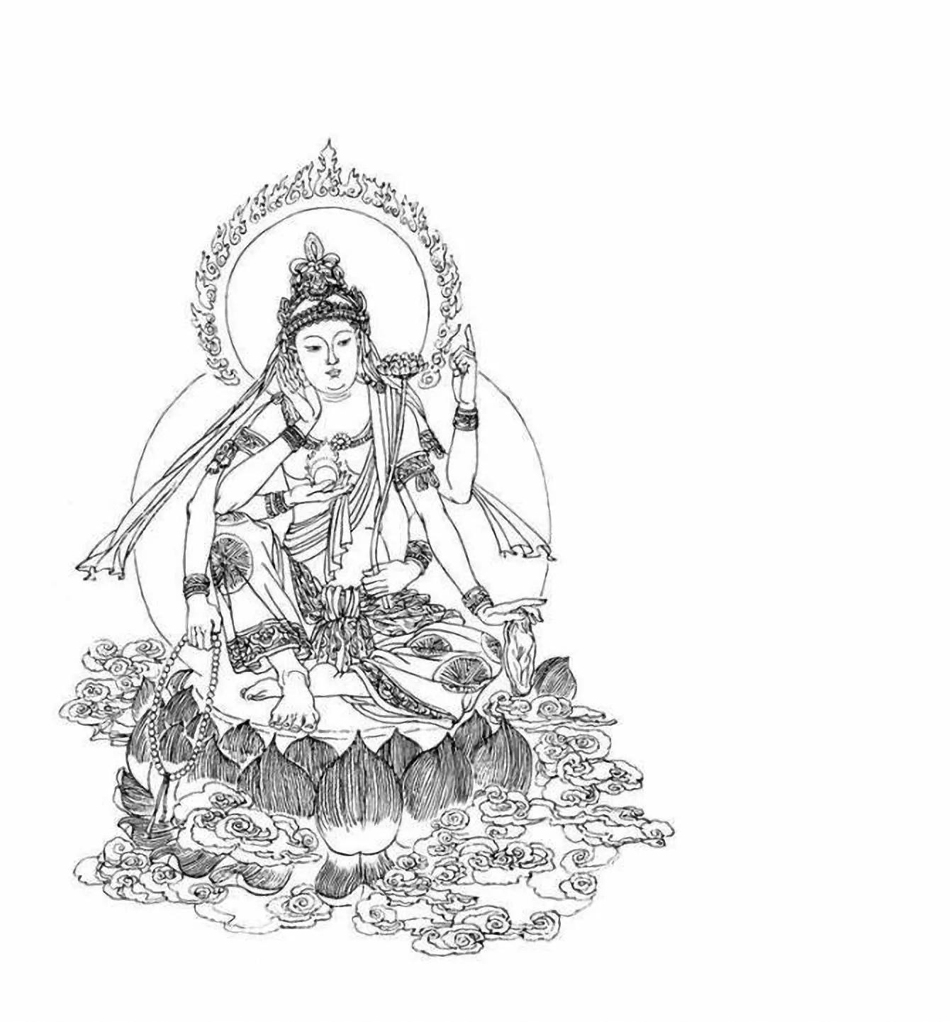 图谱神话人物工笔画白描,国画工笔人物白描图片大全大图