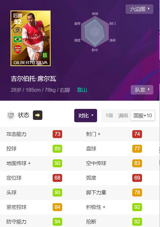 实况足球：靠山后腰——吉尔伯托-席尔瓦测评