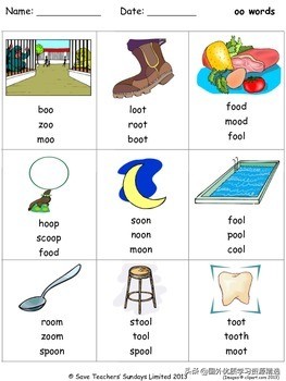 自然拼读oo的练习,自然拼读人教4年级