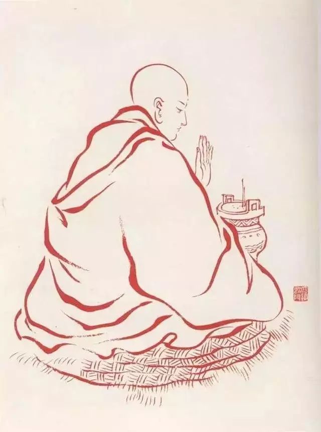 弘一法师的蓝底描金十八罗汉作品,弘一大师100万罗汉图写意