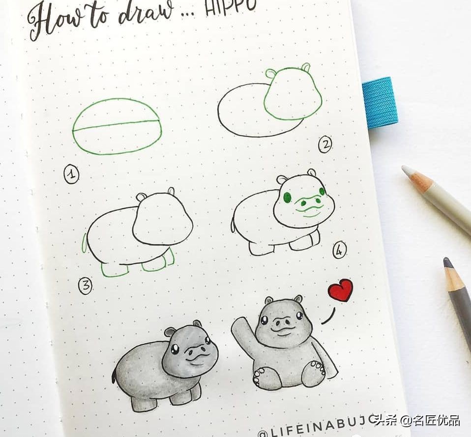 手帐简笔画可爱图案简单动物,手帐边框图案简笔画动物