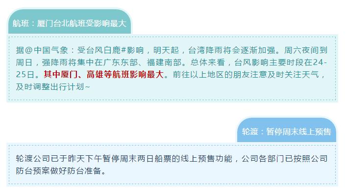 厦门白鹿台风影响旅游吗,厦门台风白鹿最新消息