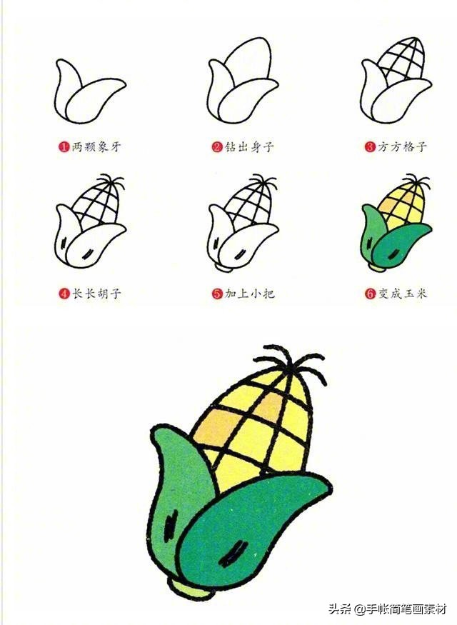 蔬菜怎么画又简单又好画,100种可爱蔬菜画法