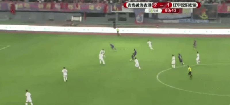 GIF中甲:青岛黄海3:1辽宁宏运，黄海队联赛积分进入升级区