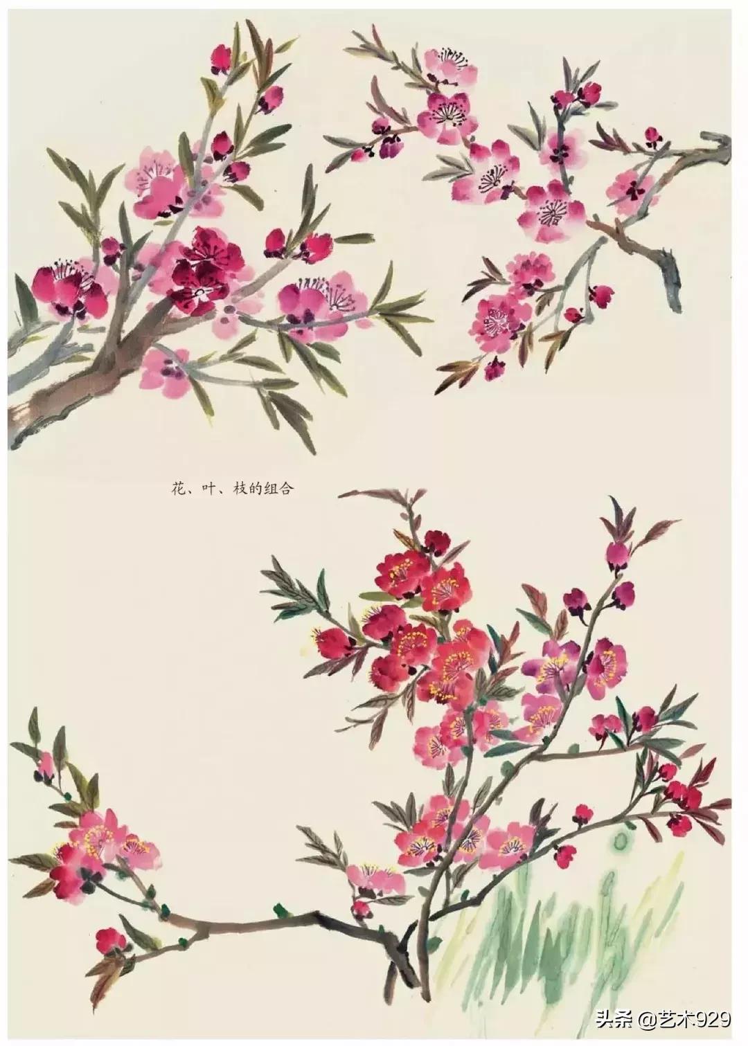 国画技法工笔花卉配色与花叶染法,国画欣赏精致的工笔彩色花卉