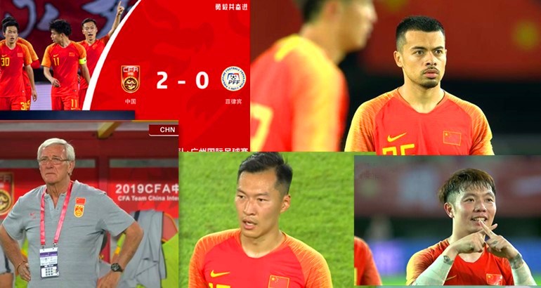 李可身披国旗与球迷庆祝胜利,国足归化球员身披国旗