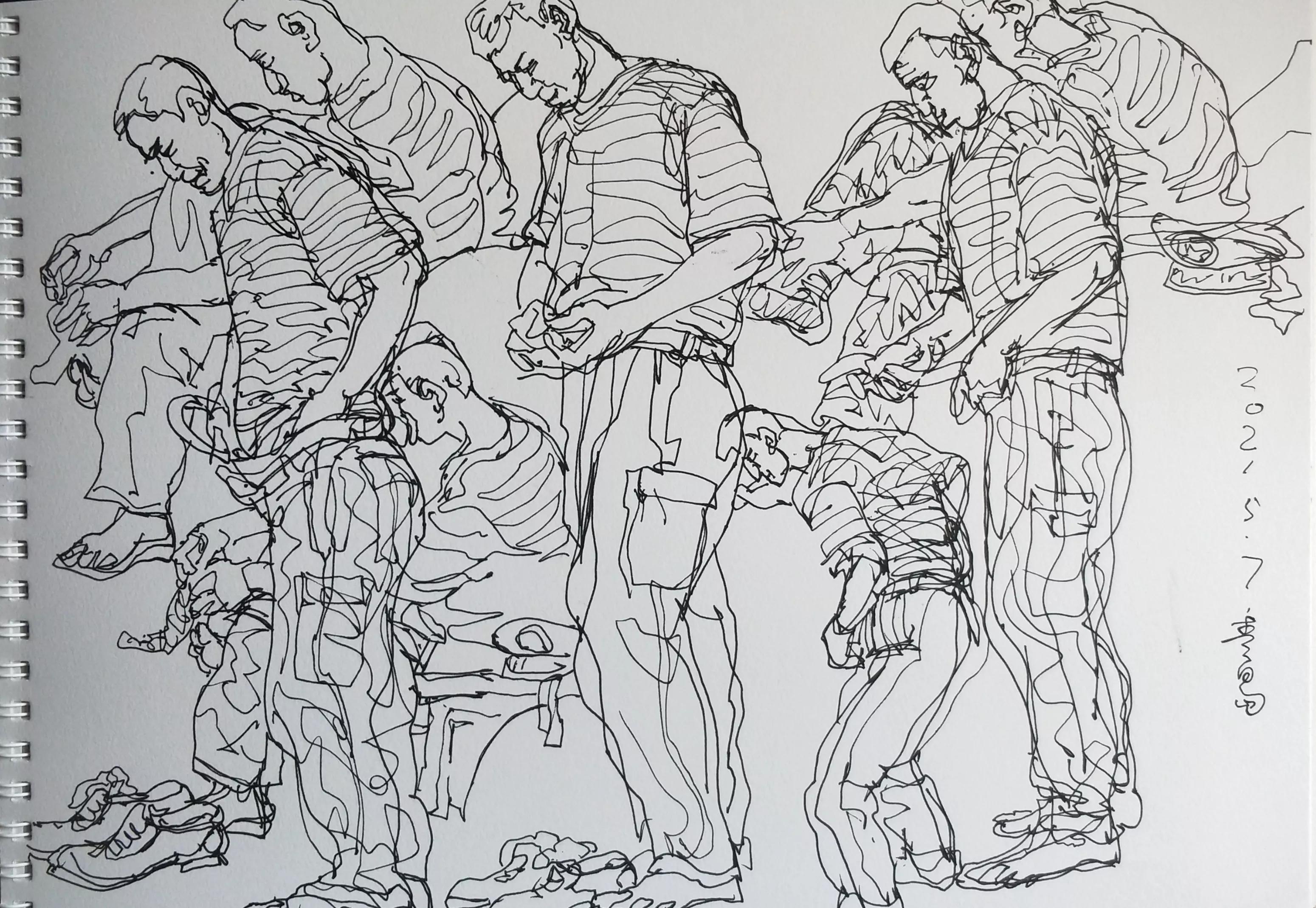 吴建科人物画欣赏,画兵人速写