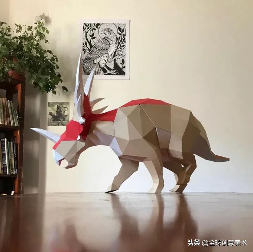 纸艺3d恐龙,立体恐龙手工纸模型