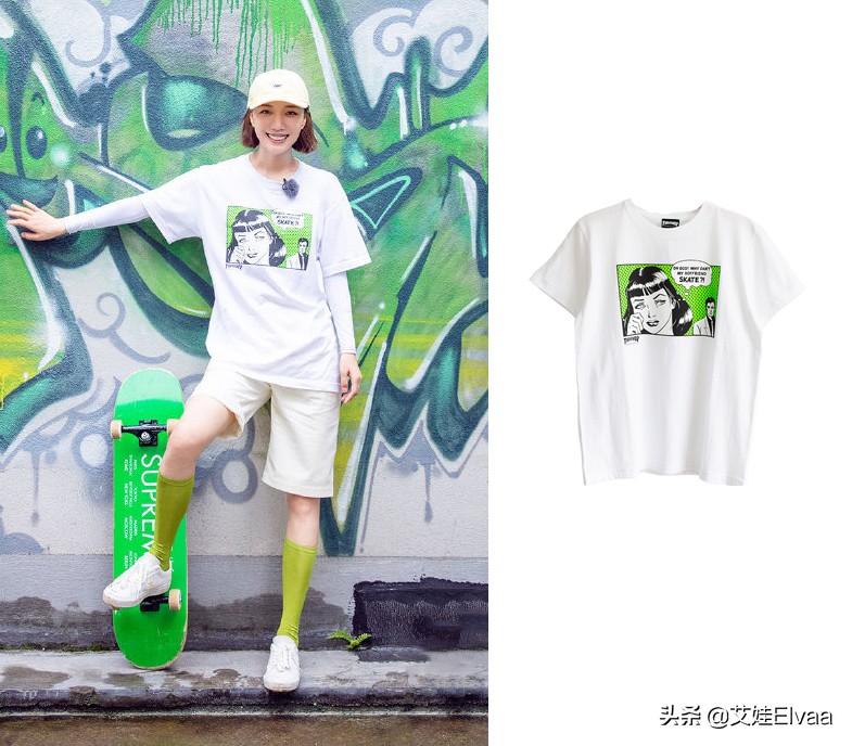 王珞丹绿色露脐装,王珞丹运动鞋凹造型