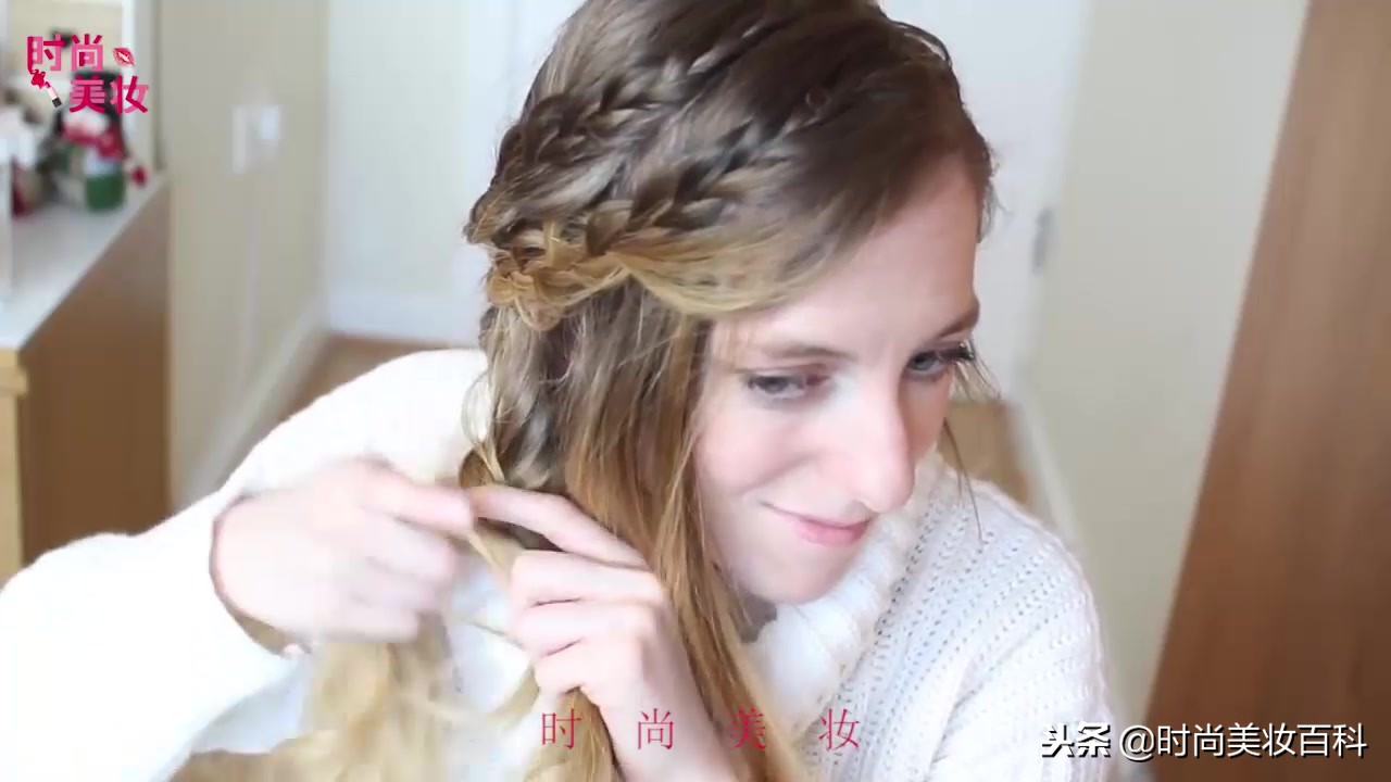 渔夫帽短发型编发教程,海边造型中短编发