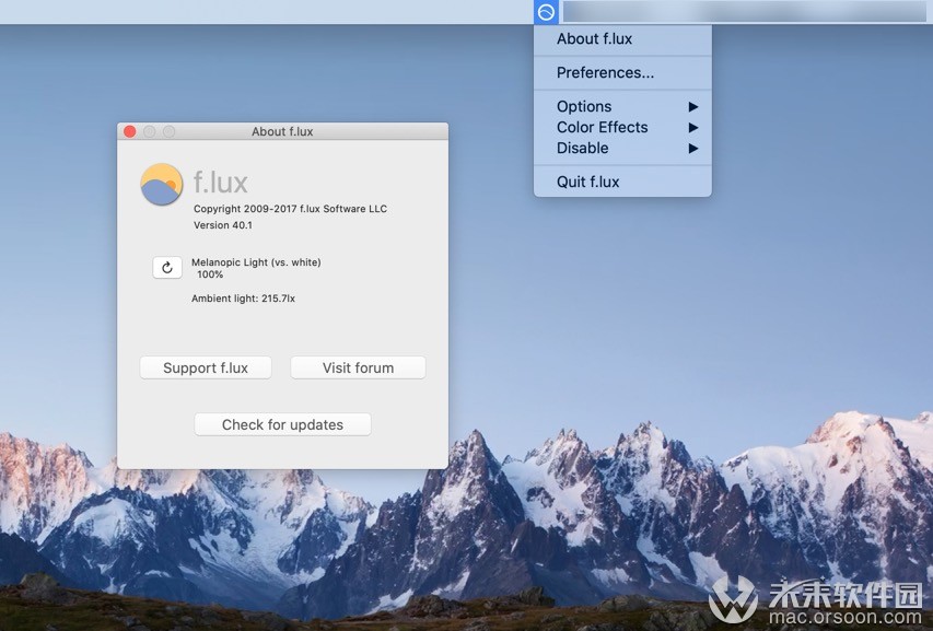 过滤屏幕蓝光工具f.luxforMac